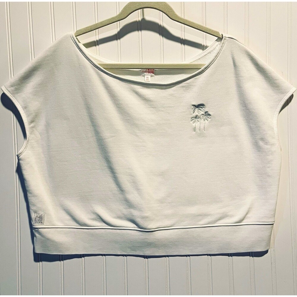 Millie Bobby Brown Women’s Cropped Sweatshirt White Embroidered Palm Logo XXL